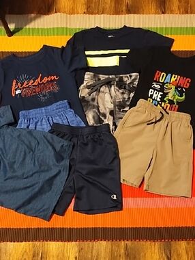 EUC Bundle Of 8 Boys'  Athletic Shorts And Tops Size 4-5 Various Brands.